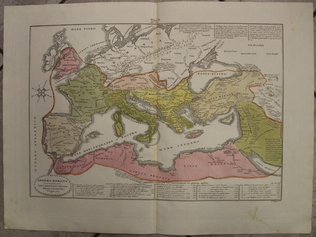 Gran mapa del Imperio Romano occidental y Oriental, 1829. Lage/Tasso